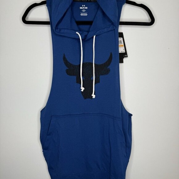 Project Rock Sleeveless Hoodie Blue Blood Sweat Respect Men's Small New NWT - Picture 4 of 4
